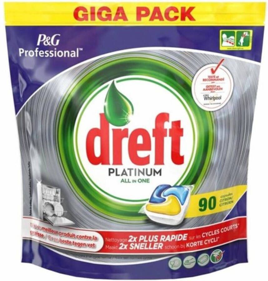 Dreft Platinum All-in-One Vaatwastabletten Lemon 90 stuks