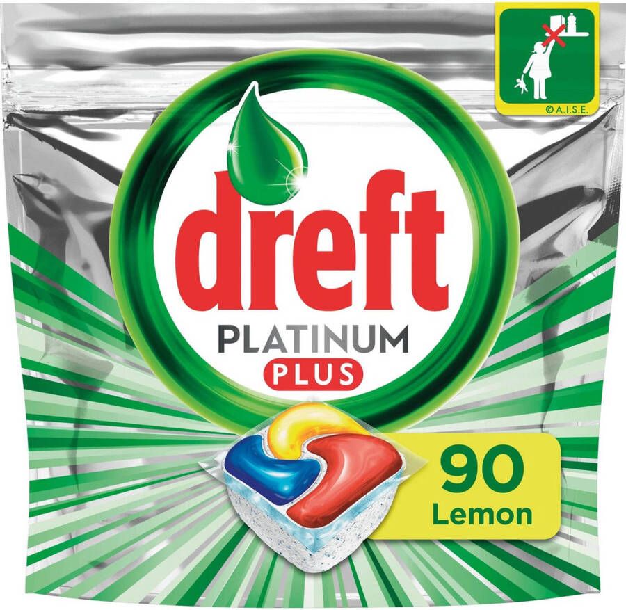 Dreft Platinum Plus Citroen Voordeelverpakking 5x18 stuks Vaatwastabletten