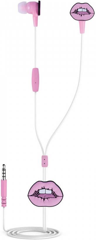 Dresz in-ear oordopjes met lippen kunststof siliconen roze