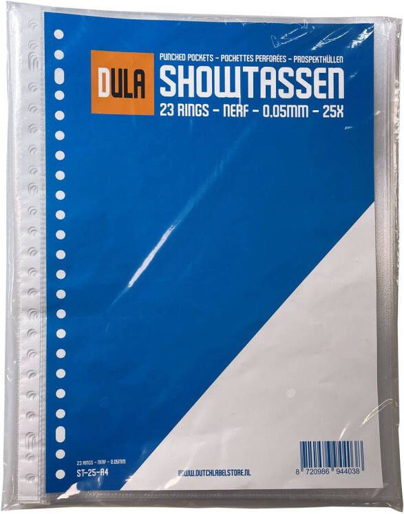 DULA Showtassen Insteekhoezen 25 stuks Nerf A4 23 gaten Showtas PP