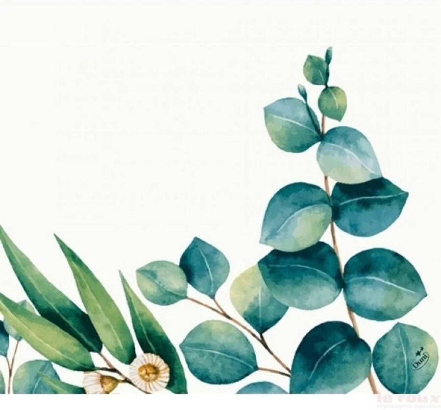Duni Design servetten Eucalyptus 40x wit groen 33 x 33 cm Feestservetten