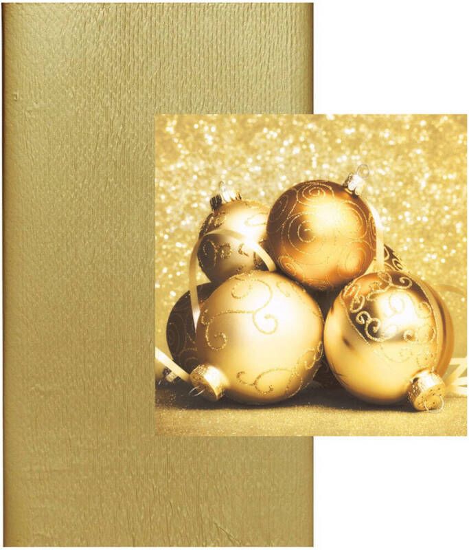 Duni Kerst thema tafelkleed tafellaken met servetten set goud Tafellakens