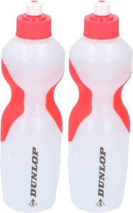 Dunlop Bidon sportfles drinkfles 2x 650 ml wit rood kunststof Drinkflessen