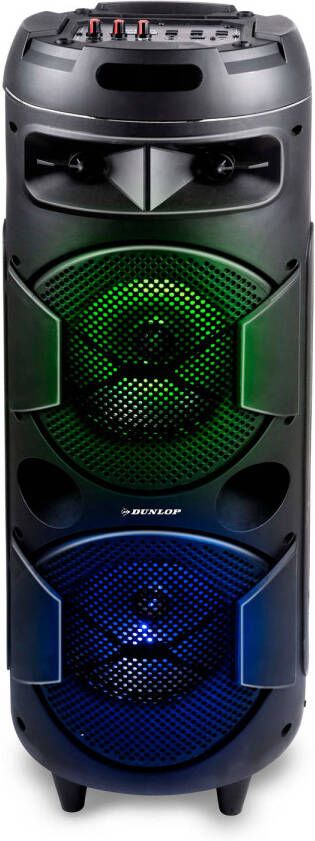 Dunlop Bluetooth Speaker MW-538 met FM-Radio en AUX MIC Ingang LED Verlichting Zwart