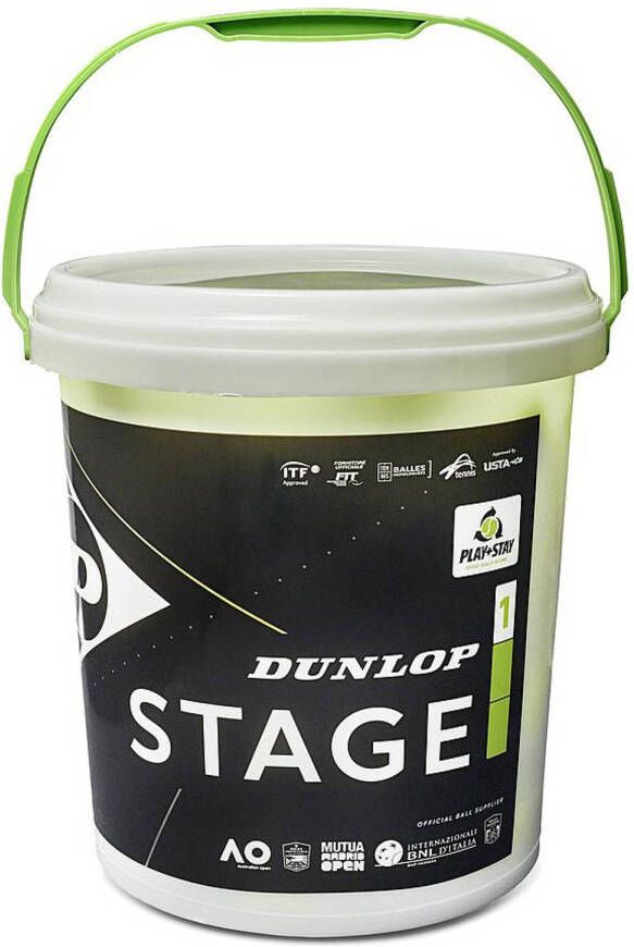 Dunlop mini-tennisbal Stage 1 rubber vilt groen geel 60 stuks
