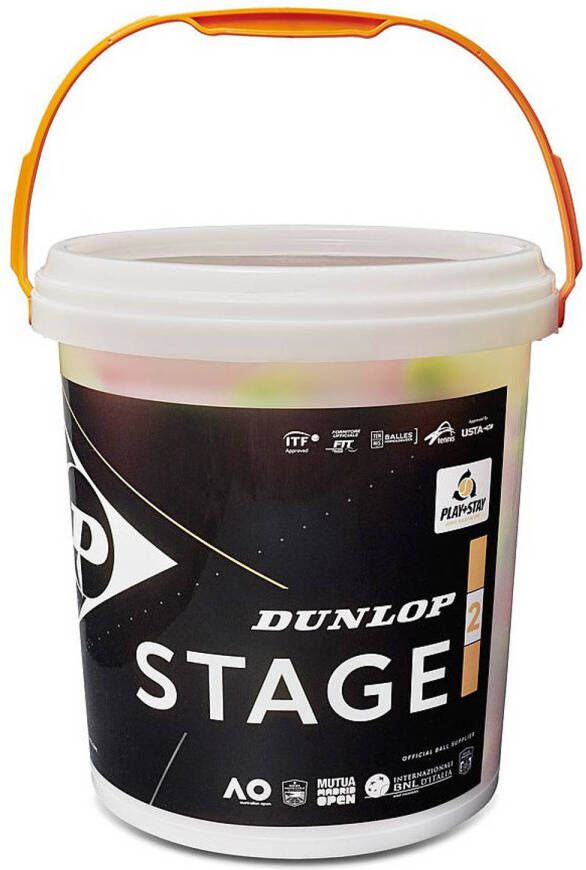 Dunlop mini-tennisbal Stage 2 rubber vilt oranje geel 60 stuks