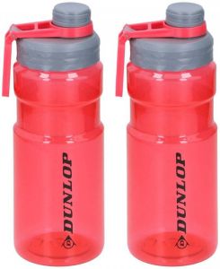 Dunlop 2x Bidon drinkfles transparant rood 1100 ml Drinkflessen