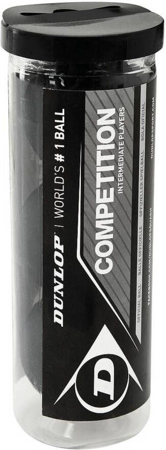 Dunlop Squashballen Competition gele stip rubber zwart 3 stuks