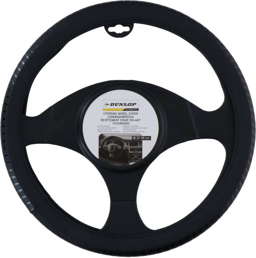 Dunlop Stuurhoes Auto ?38CM Stuurwielen 37-39CM Comfortabele Grip Anti-Slip Kunstleer Zwart