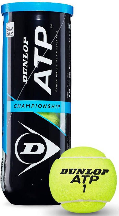 Dunlop tennisbal ATP Championship rubber vilt geel 3 stuks