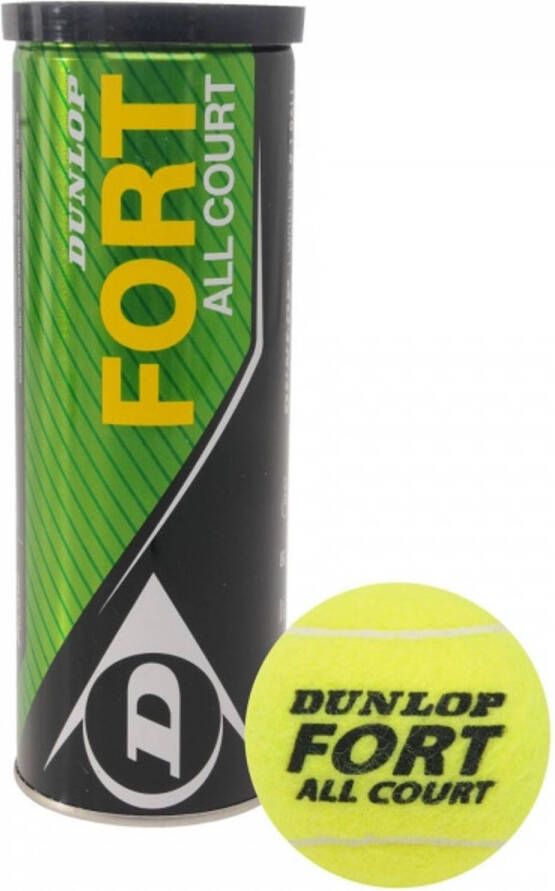 Dunlop tennisbal Fort All Court rubber vilt geel 4 stuks