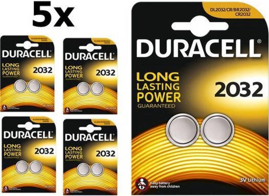 Duracell 10 Stuks (5 Blister a 2st) CR2032 3V lithium knoopcel batterij