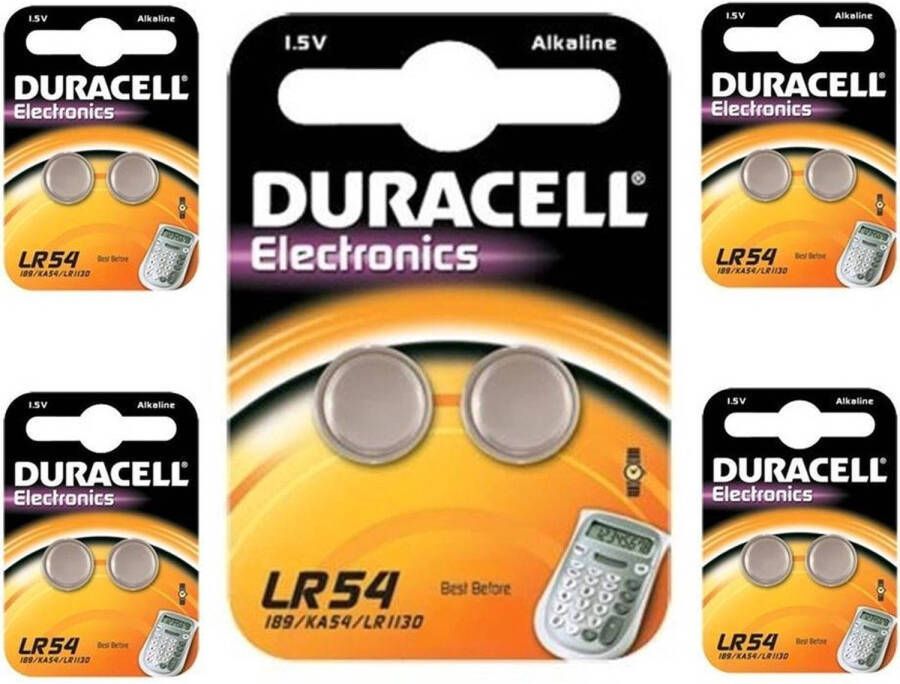 Duracell 10 Stuks (5 Blisters a 2st) G10 LR54 189 AG10 Alkaline knoopcel batterij