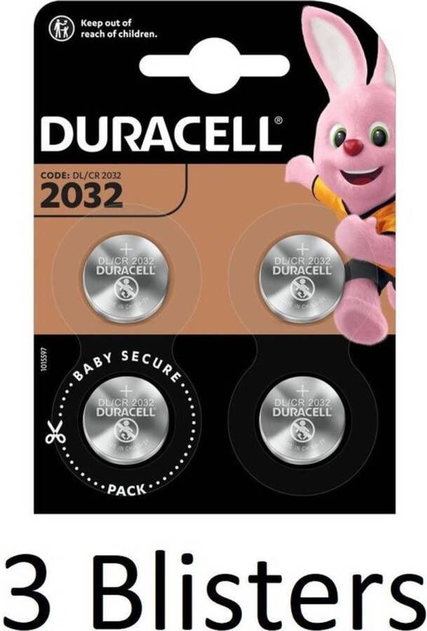 Duracell 12 Stuks (3 Blisters a 4 st) 2032 Lithium-knoopcelbatterij