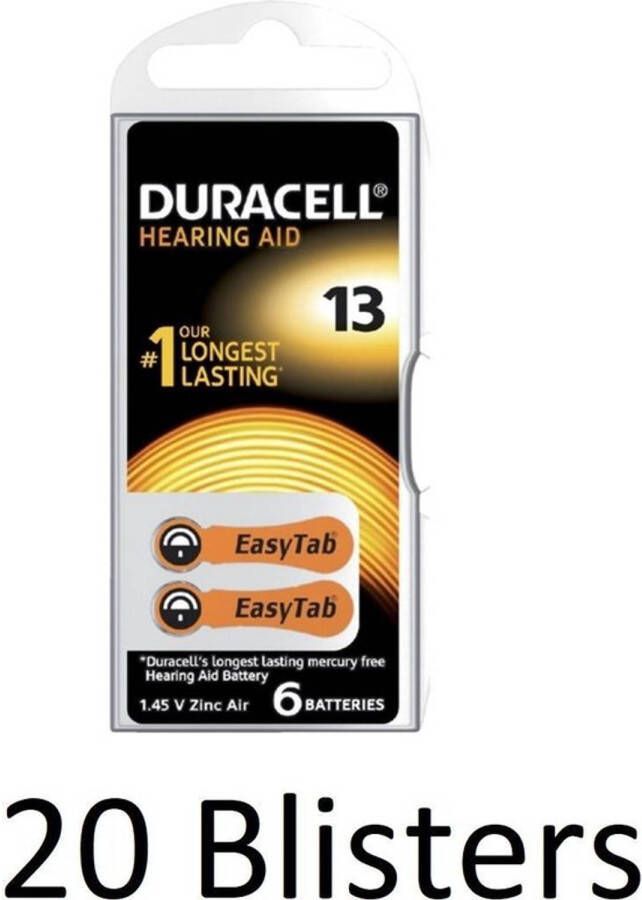 Duracell 120 Stuks (20 Blisters a 6 st) Batterij da13 hearing aid