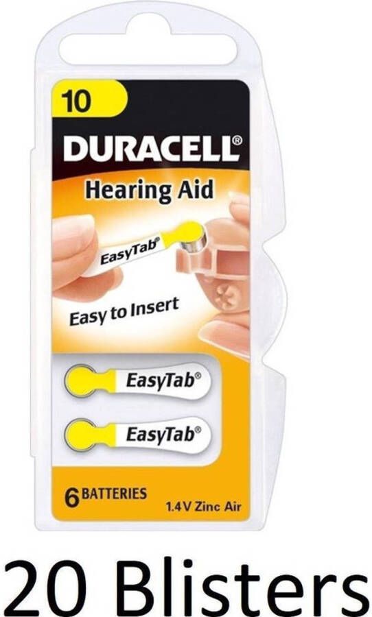 Duracell 120 Stuks (20 Blisters a 6 st) Hearing Aid DA10 1.4V niet-oplaadbare batterij