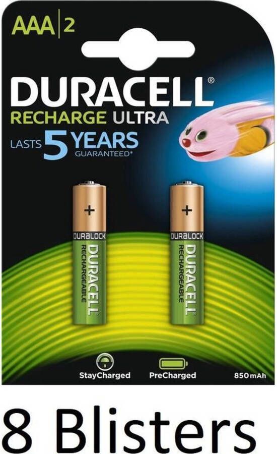 Duracell 16 Stuks (8 Blisters a 2 st) AAA Oplaadbare Batterijen 850 mAh