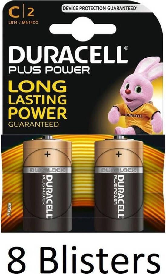 Duracell 16 Stuks (8 Blisters a 2 st) Plus Power C batterijen