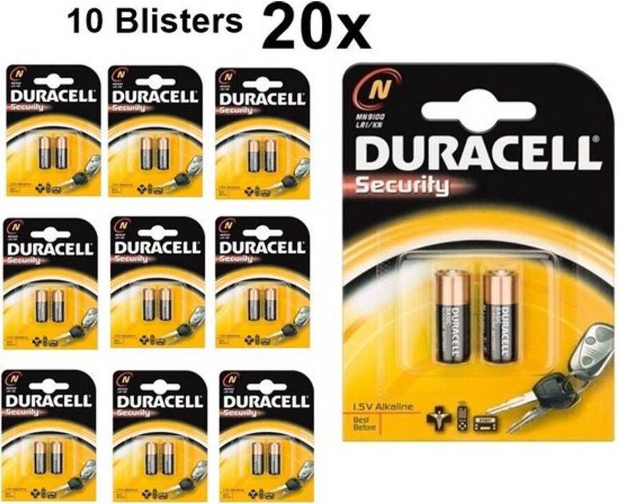 Duracell 20 Stuks (10 Blisters a 2st) LR1 N E90 910A 1 5 V Alkaline batterij (Duo Pack)