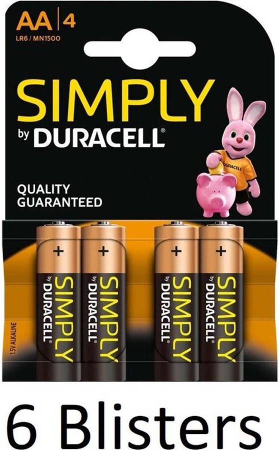 Duracell 24 Stuks (6 Blisters a 4 st) AA SIMPLY Batterijen