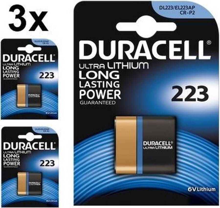 Duracell 3 Stuks CRP2 223 DL223 EL223AP CR-P2 6V Lithium batterij