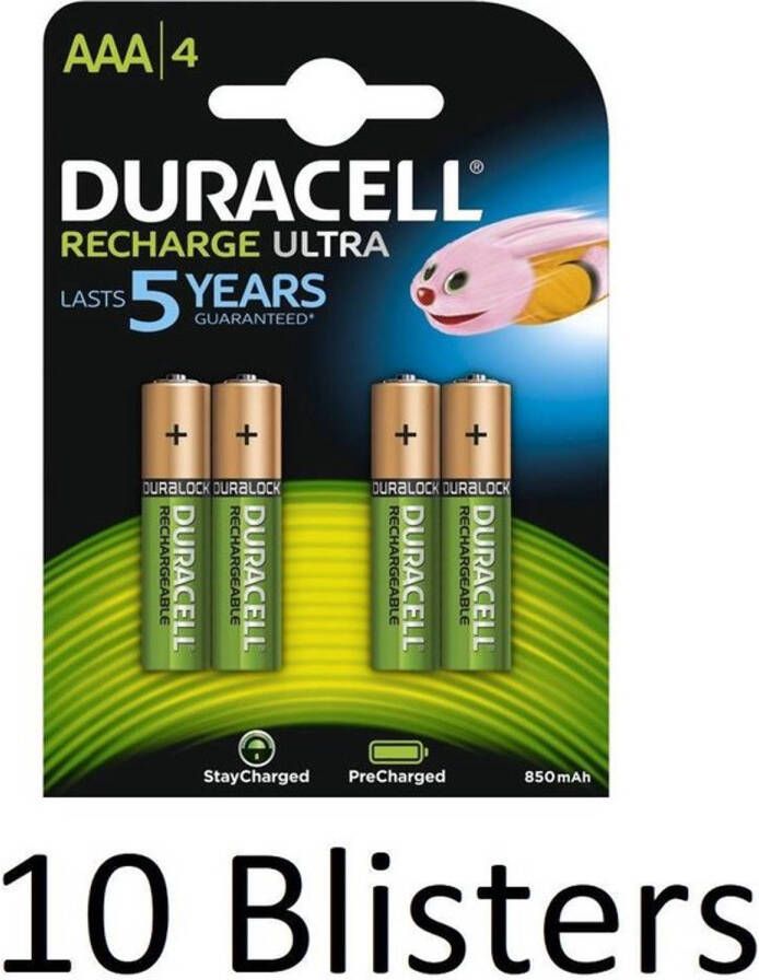 Duracell 40 Stuks (10 Blisters a 4 st) AAA Oplaadbare Batterijen 800 mAh