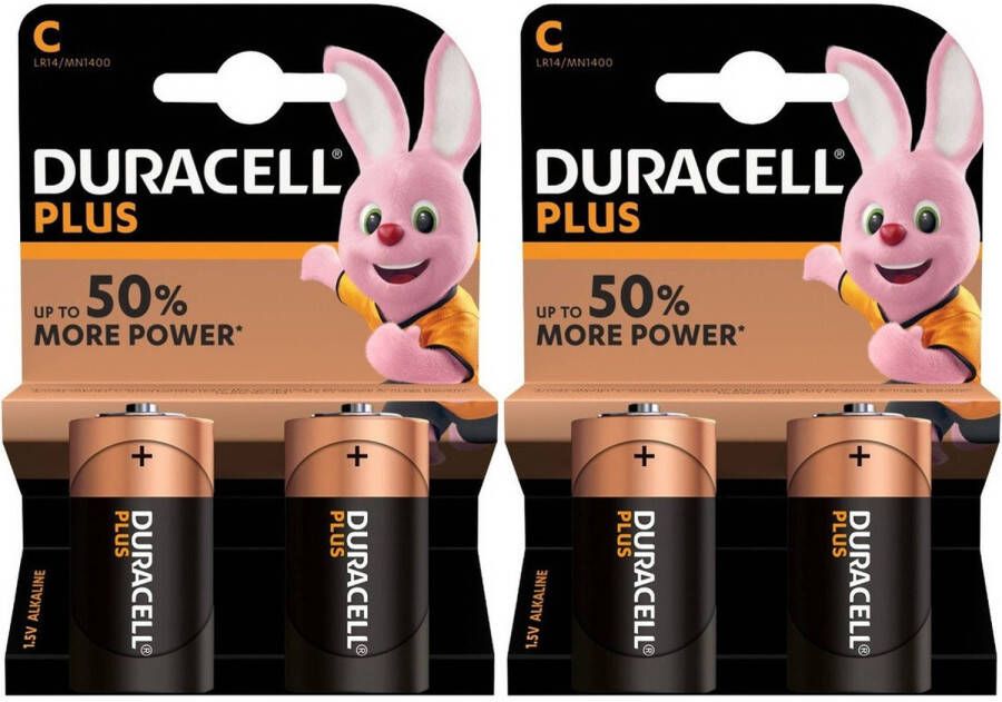 Duracell Set van 4x C Plus alkaline batterijen LR14 MN1400 1.5 V Batterijen