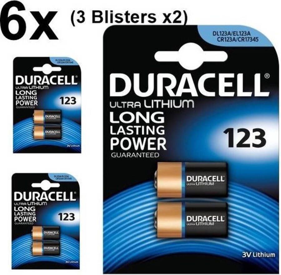 Duracell 6 Stuks (3 Blisters a 2st) CR123 CR123A 3V Lithium batterij (Duo Pack)