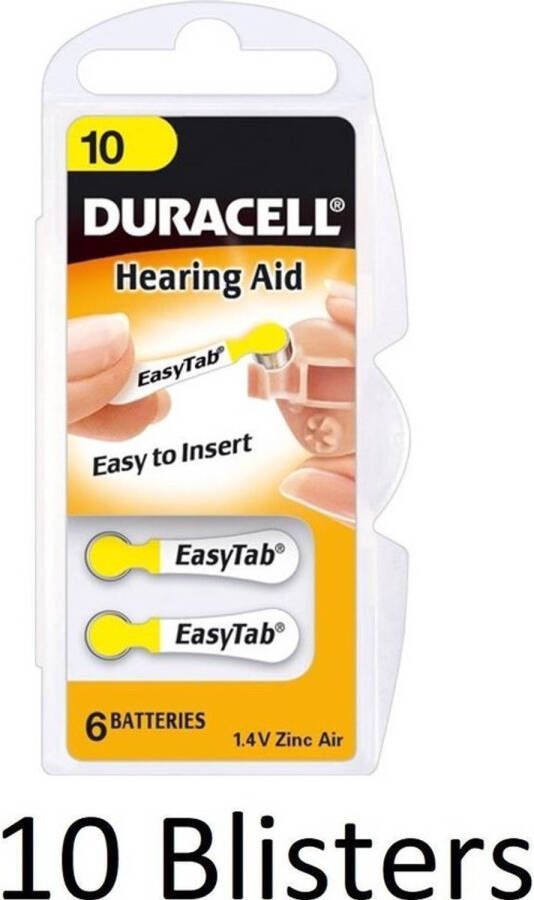 Duracell 60 Stuks (10 Blisters a 6 st) Hearing Aid DA10 1.4V niet-oplaadbare batterij