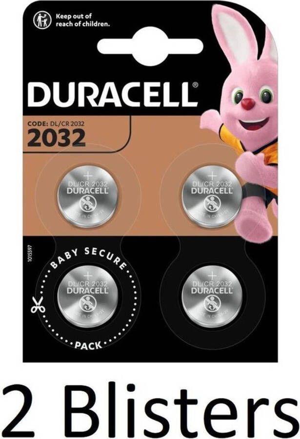 Duracell 8 Stuks (2 Blisters a 4 st) 2032 Lithium-knoopcelbatterij