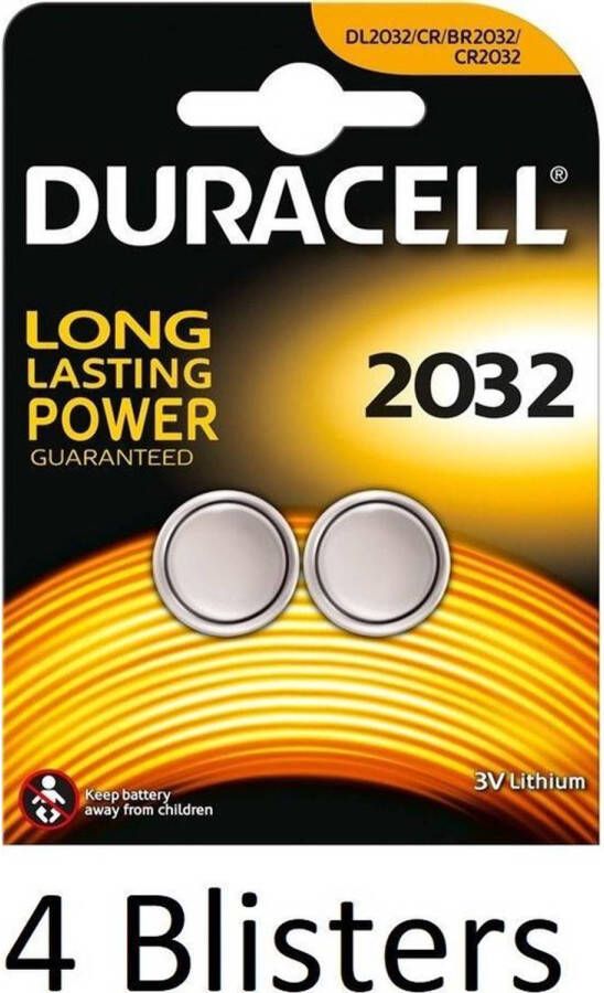 Duracell 8 Stuks (4 Blister a 2 st) DL2032 knoopcelbatterij