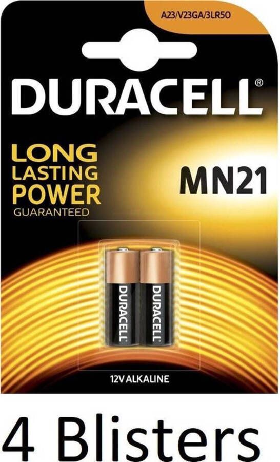 Duracell 8 Stuks (4 Blisters a 2 st) MN21 Alkaline Beveiligingsbatterij