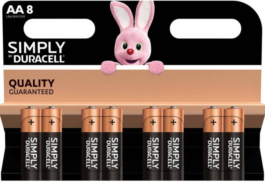 Duracell 8x AA Simply batterijen alkaline LR6 MN1500 1.5 V Penlites AA batterijen