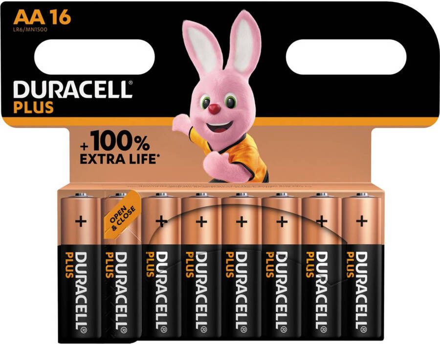 Duracell batterij Plus 100% AA blister van 16 stuks 10 stuks