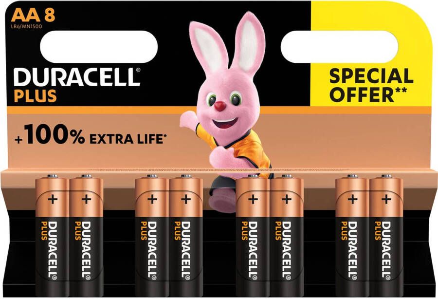 Duracell batterij Plus 100% AA blister van 8 stuks