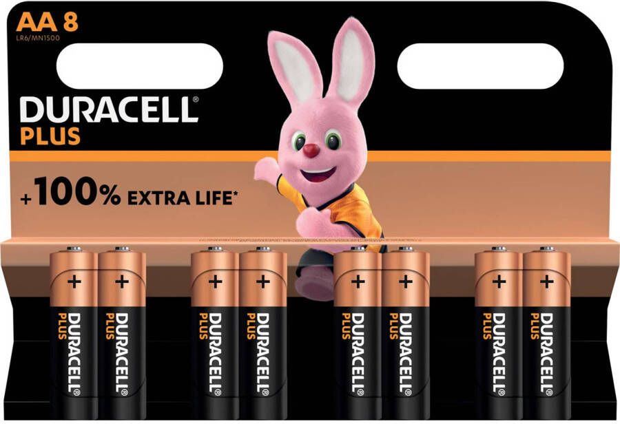 Duracell batterij Plus 100% AA blister van 8 stuks 24 stuks