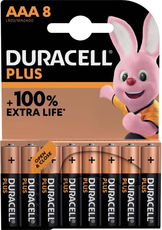 Duracell batterij Plus 100% AAA blister van 8 stuks 10 stuks