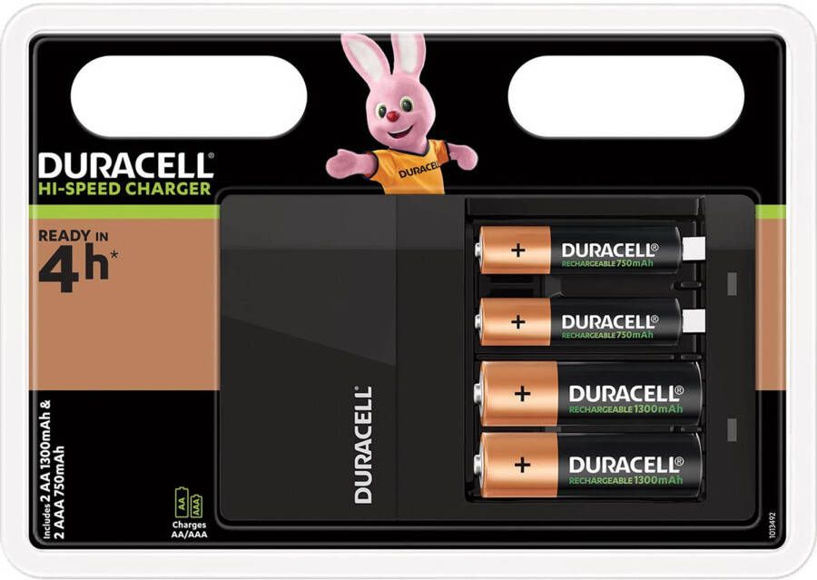Duracell batterijlader Hi-Speed Value Charger inclusief 2 AA en 2 AAA batterijen op blister 6 stuks
