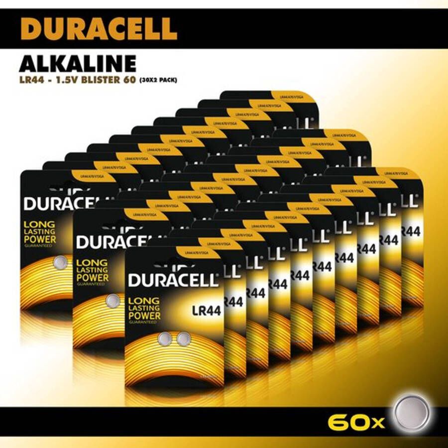 Duracell Knoopcel Alkaline LR44 AG13 knoopcel batterijen 105 mAh 60 stuks