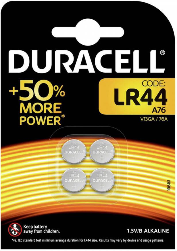 Duracell LR44 knoopcelbatterijen 4 stuks