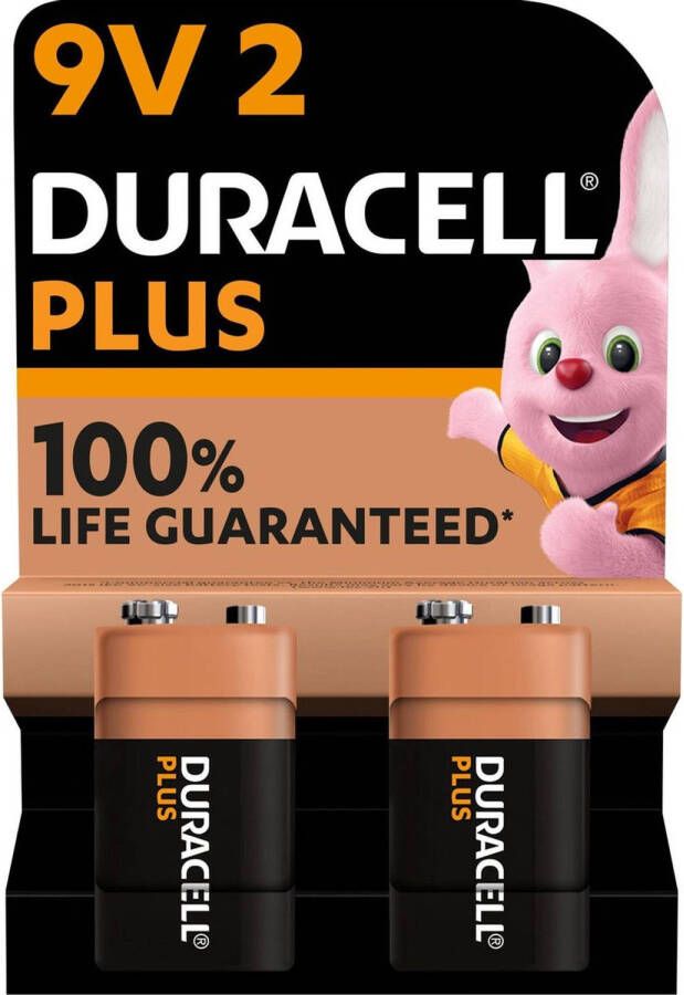 Duracell Plus Alkaline 100% 9V 2 pack (6LR61)