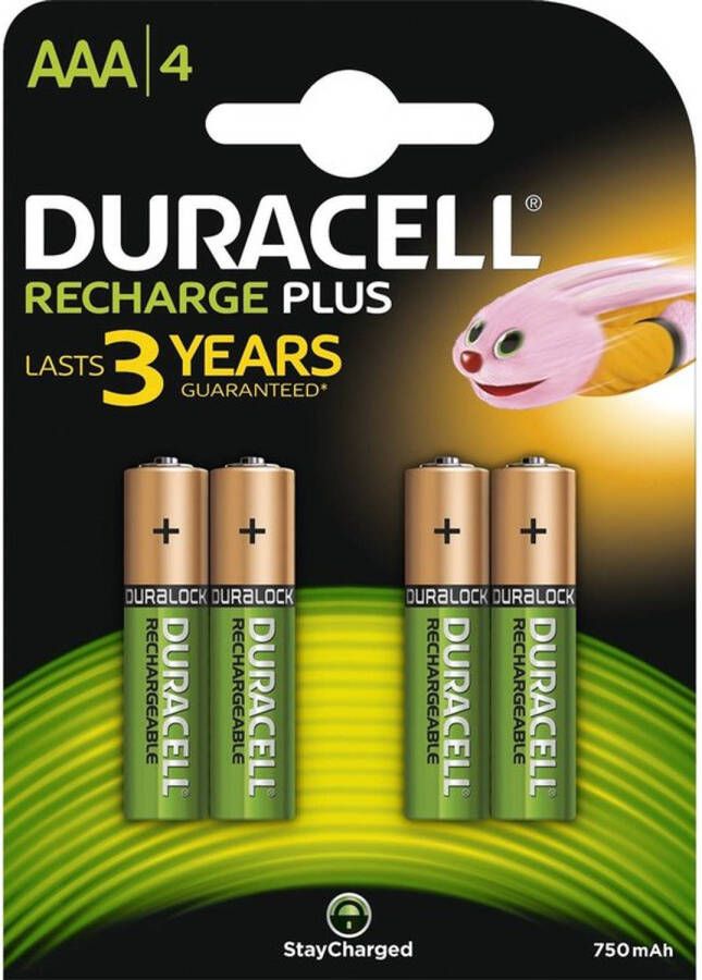 Duracell Rechargeable AAA 750mAh batterijen 4 stuks