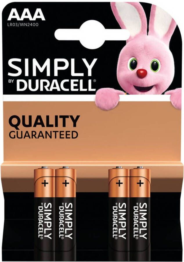 Duracell Set van 12x AAA Simply alkaline batterijen LR03 MN2400 1.5 V Minipenlites AAA batterijen