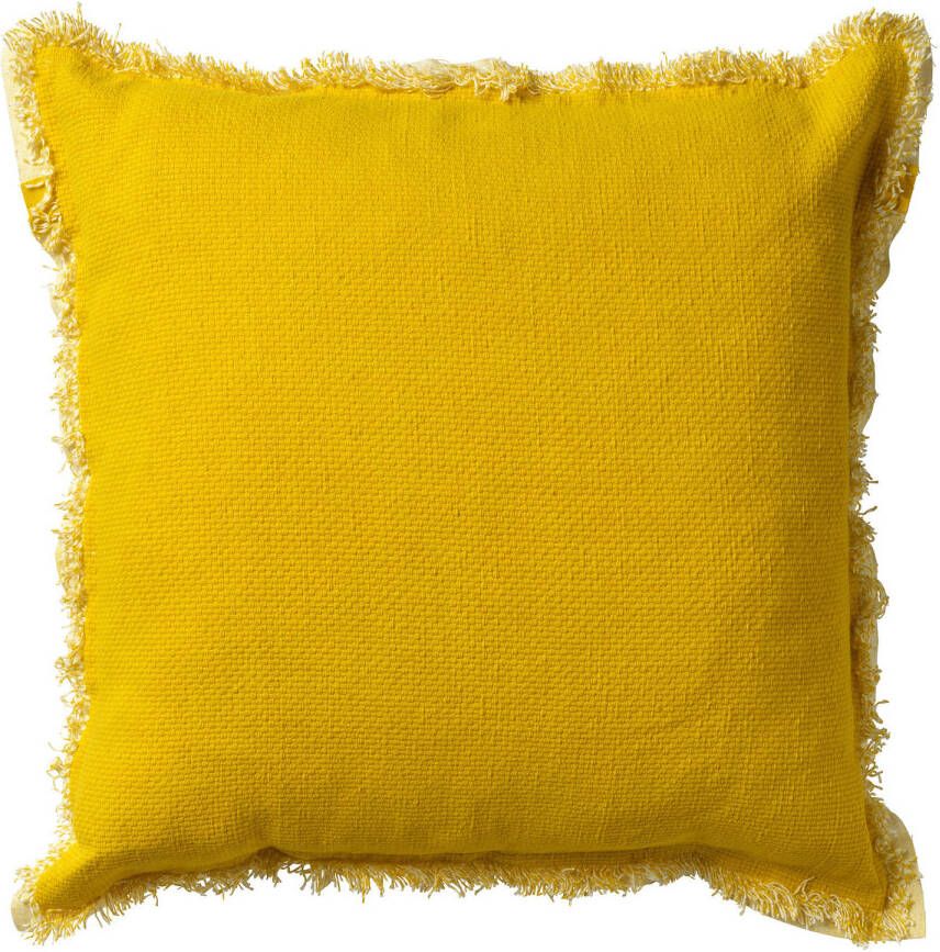 Dutch Decor BURTO Kussenhoes van gewassen katoen Lemon 60x60 cm geel met rits