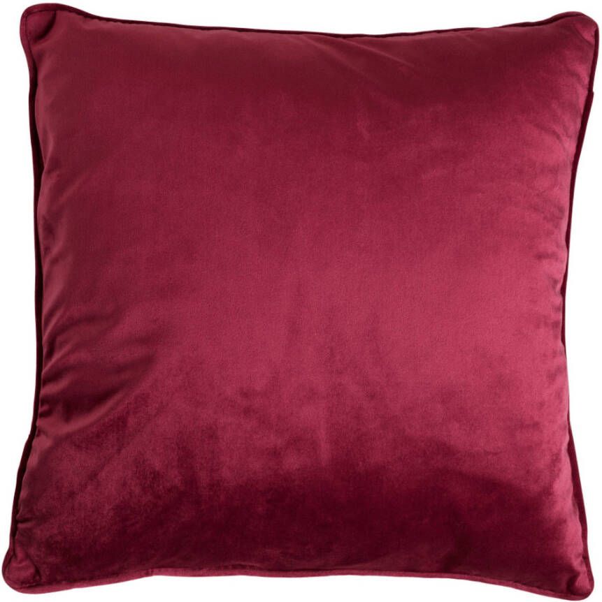 Dutch Decor FINN Sierkussen 45x45 cm velvet effen kleur Red Plum donkerroze