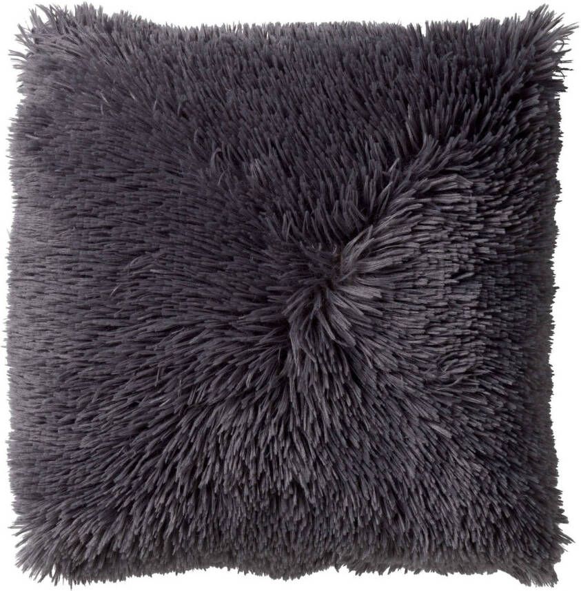 Dutch Decor FLUFFY Kussenhoes 60x60 cm superzacht XL kussensloop Charcoal Gray antraciet