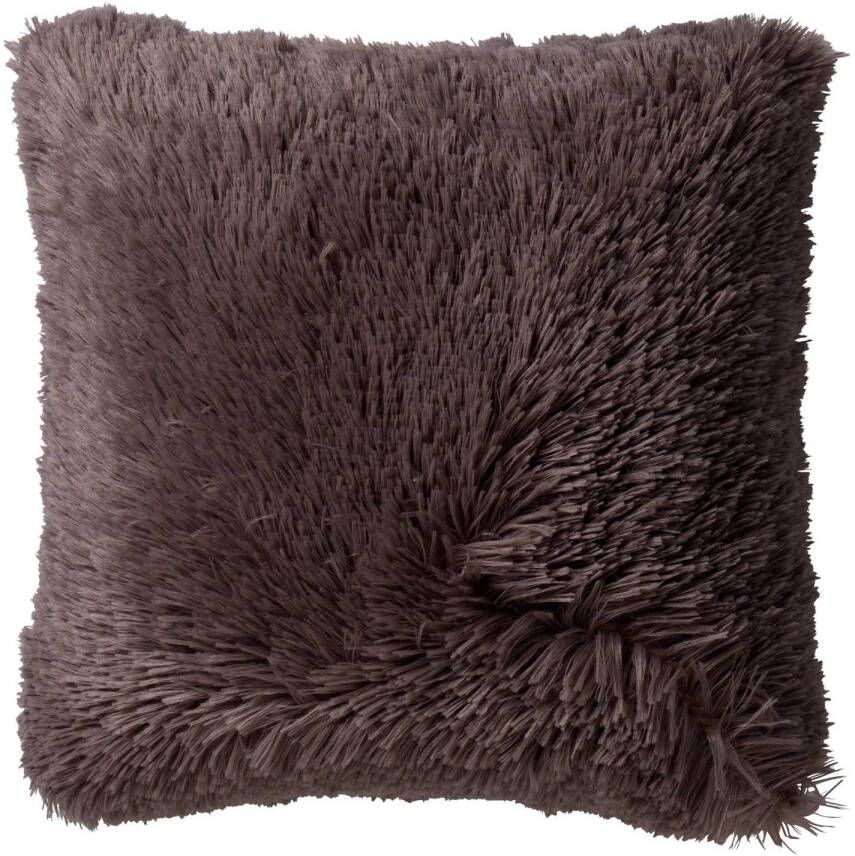 Dutch Decor FLUFFY Kussenhoes 60x60 cm superzacht XL kussensloop Driftwood taupe