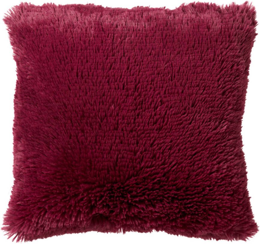 Dutch Decor FLUFFY Kussenhoes 60x60 cm superzacht XL kussensloop Red Plum donkerroze