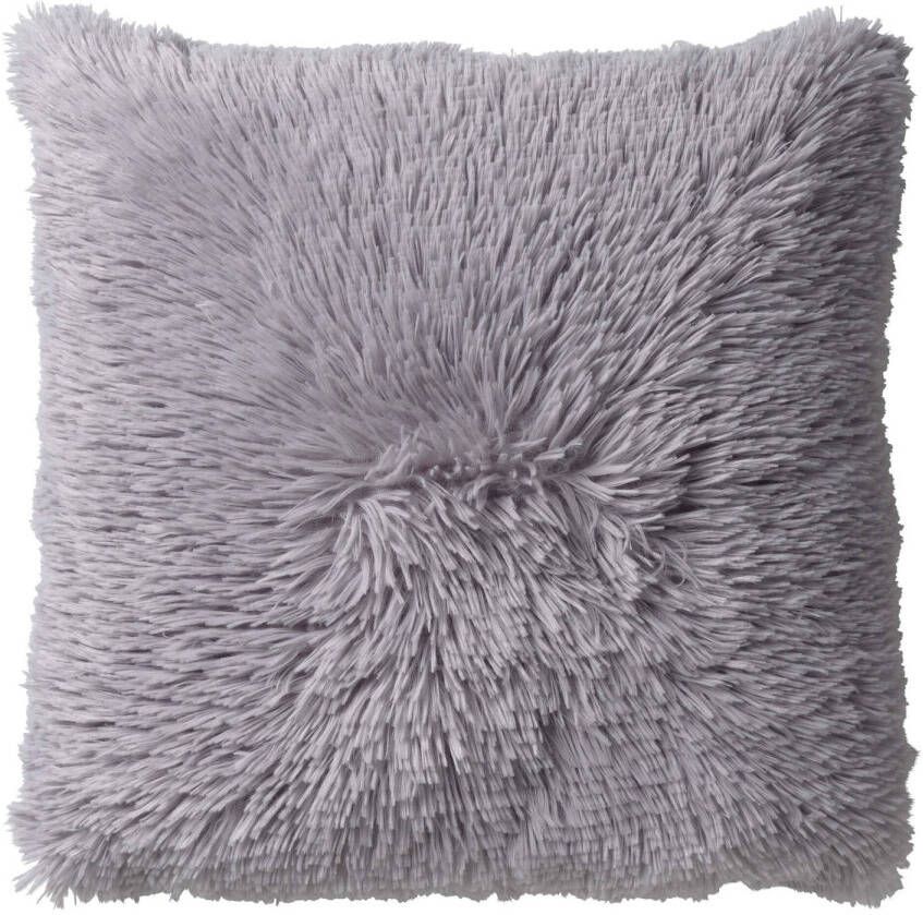 Dutch Decor FLUFFY Kussenhoes 60x60 cm superzacht XL kussensloop Micro Chip lichtgrijs