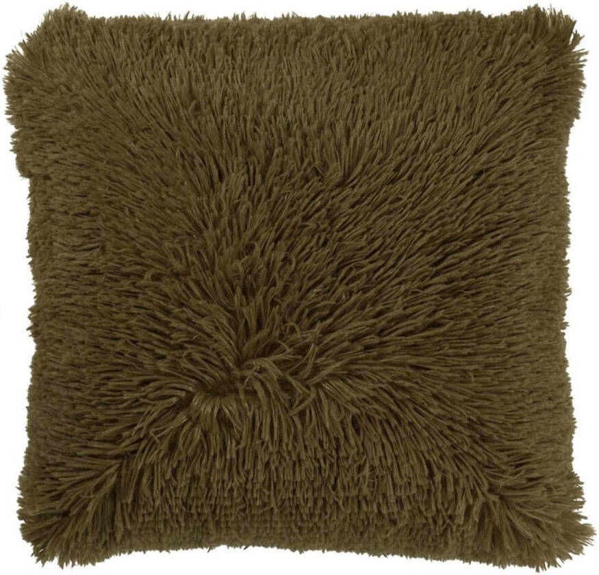 Dutch Decor FLUFFY Kussenhoes 60x60 cm superzacht XL kussensloop Military Olive groen